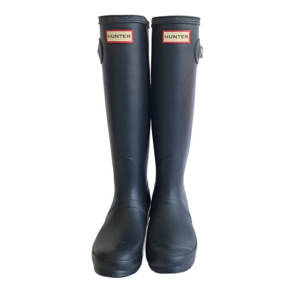 HUNTER Iconic Original Tall Rain BOOTS Size 6 Navy Blue Preppy - Picture 3 of 9
